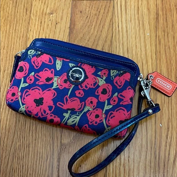 Coach Floral Blue and Pink Clutch - Picture 3 of 5